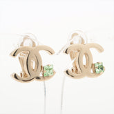 Chanel Coco Logo Green Gemstone Clip On Earrings Costume Jewellery
